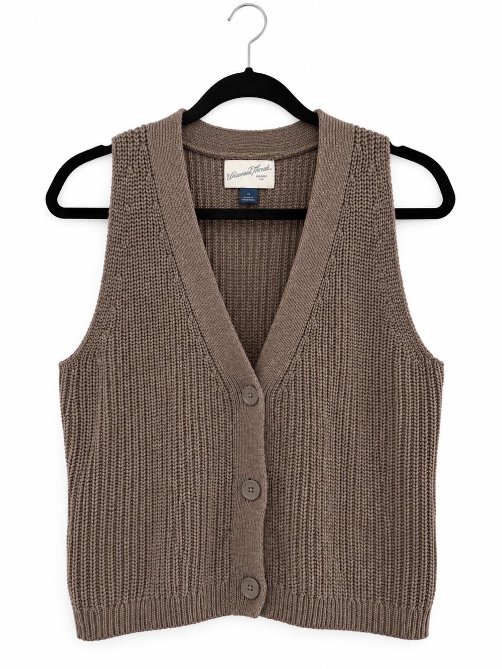 Universal Thread Taupe Button-Front Knit Vest